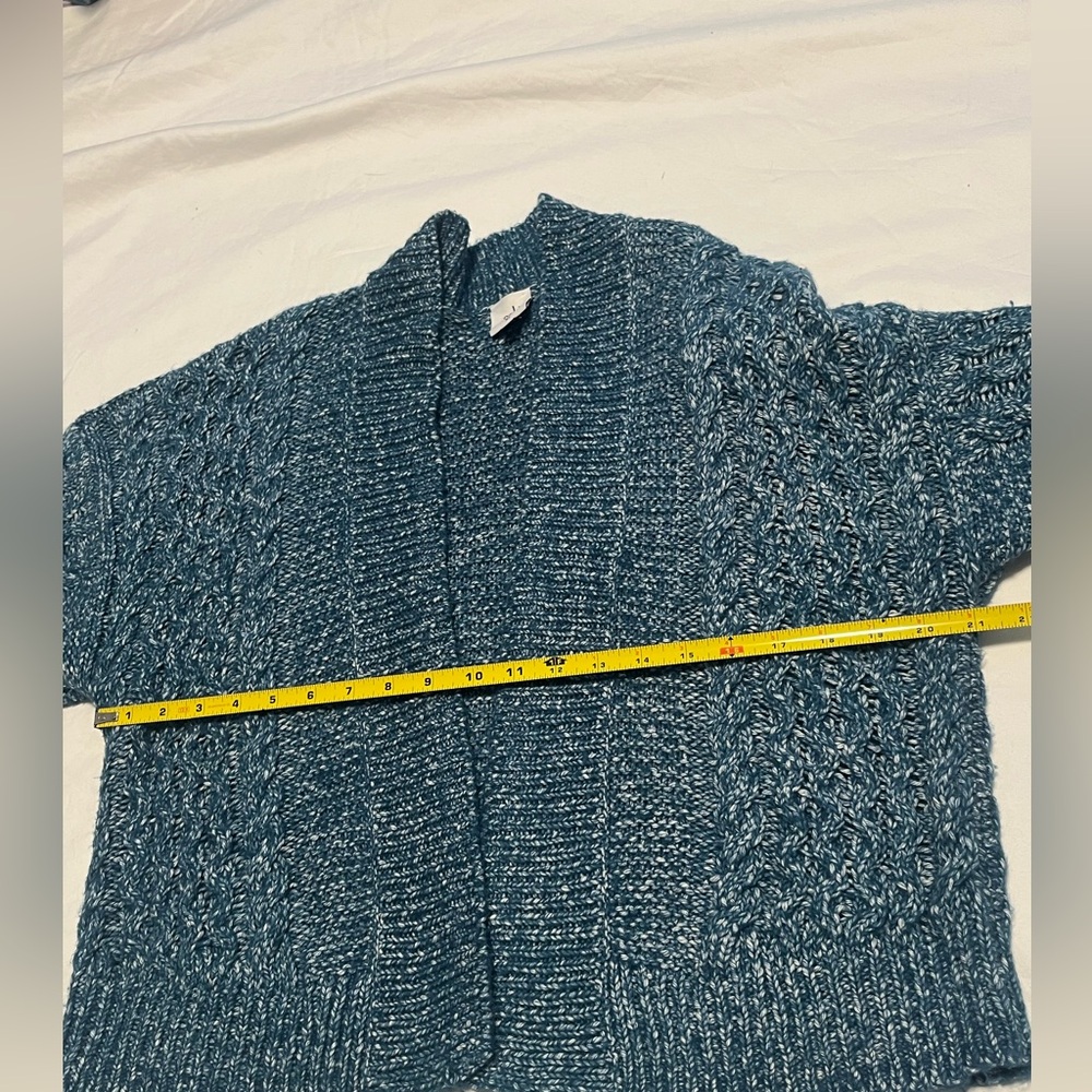 CAbi Women’s Blue/ White Astral Open Front LS Cable Knit Cardigan SweaterSize XS - Picture 10 of 13